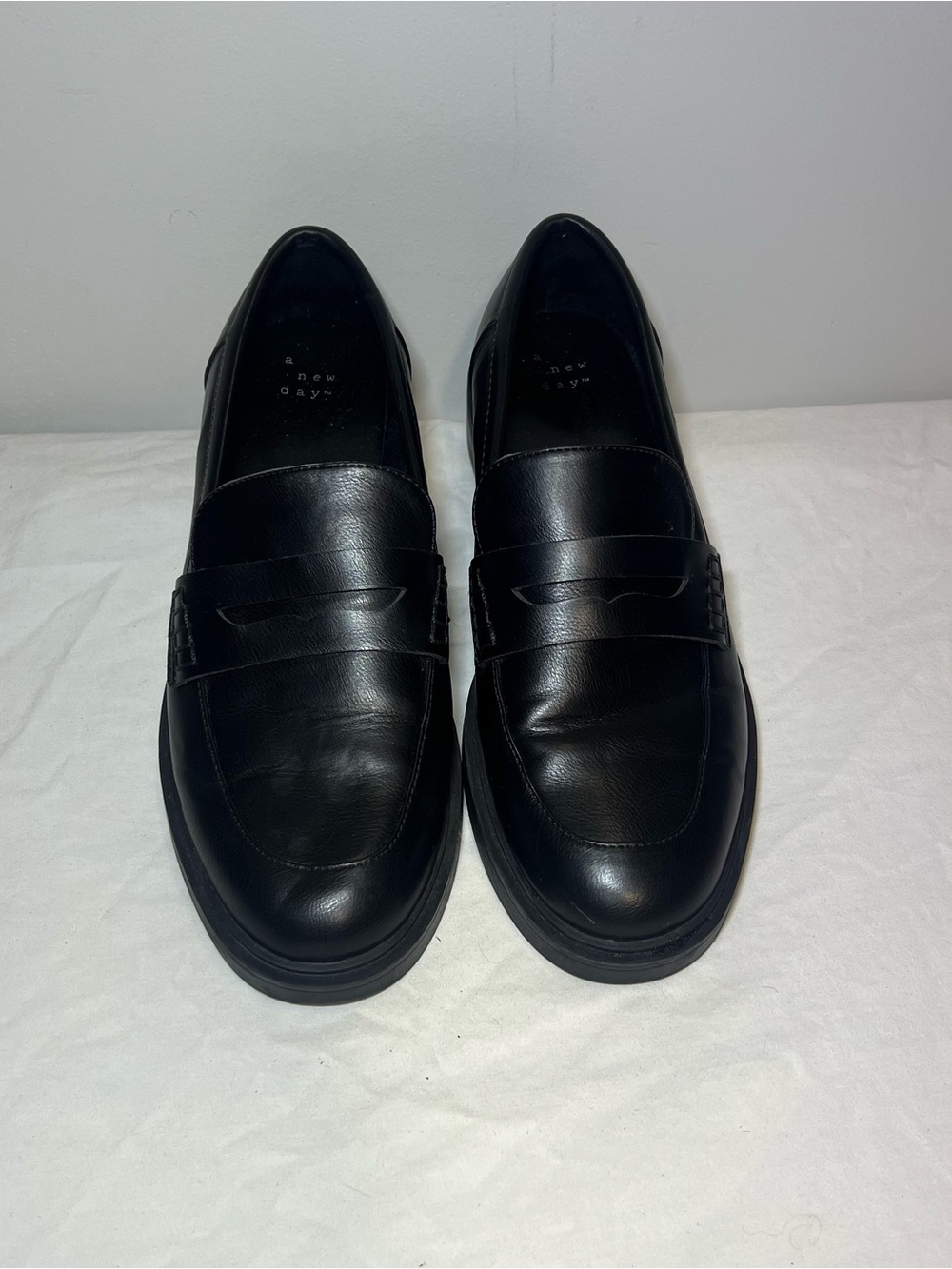 Black Leather Penny Loafers for Women by A New Day